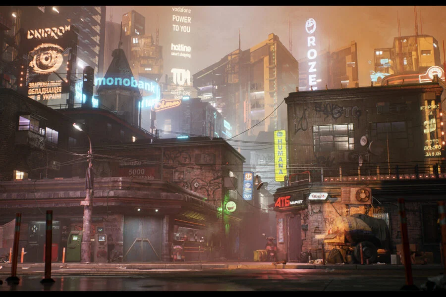 Український художник показав Київ у стилі Cyberpunk 2077 (ВІДЕО)