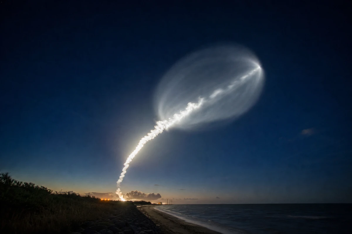 Запуск Falcon 9 створив у небі над східним узбережжям США світний шлейф