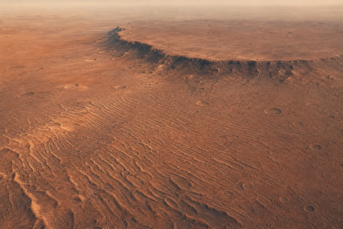 Mars Express показав вітрові гряди ярданги біля Amazonis Mensa на Марсі