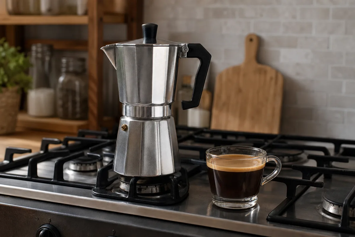 9Barista Pro готує еспресо на плиті під тиском дев’ять барів