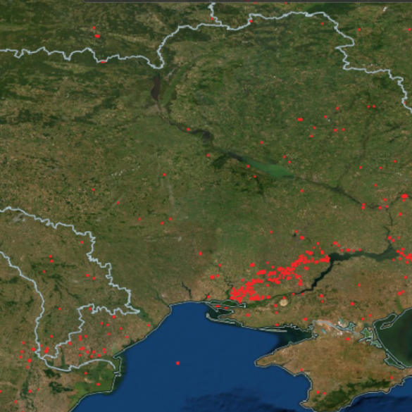 NASA показало, як виглядає лінія фронту в Україні з космосу