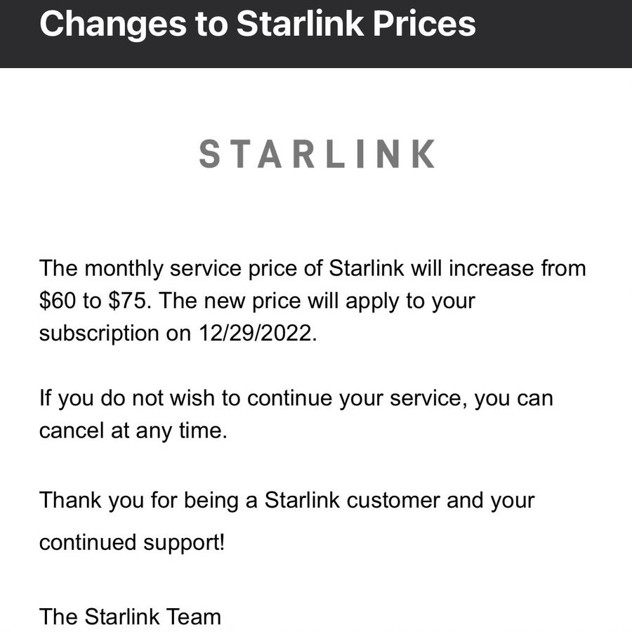 Starlink повысил абонплату для украинцев