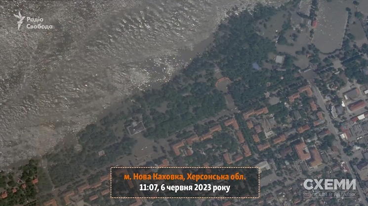 Опубліковані нові супутникові знімки наслідків руйнування Каховської ГЕС